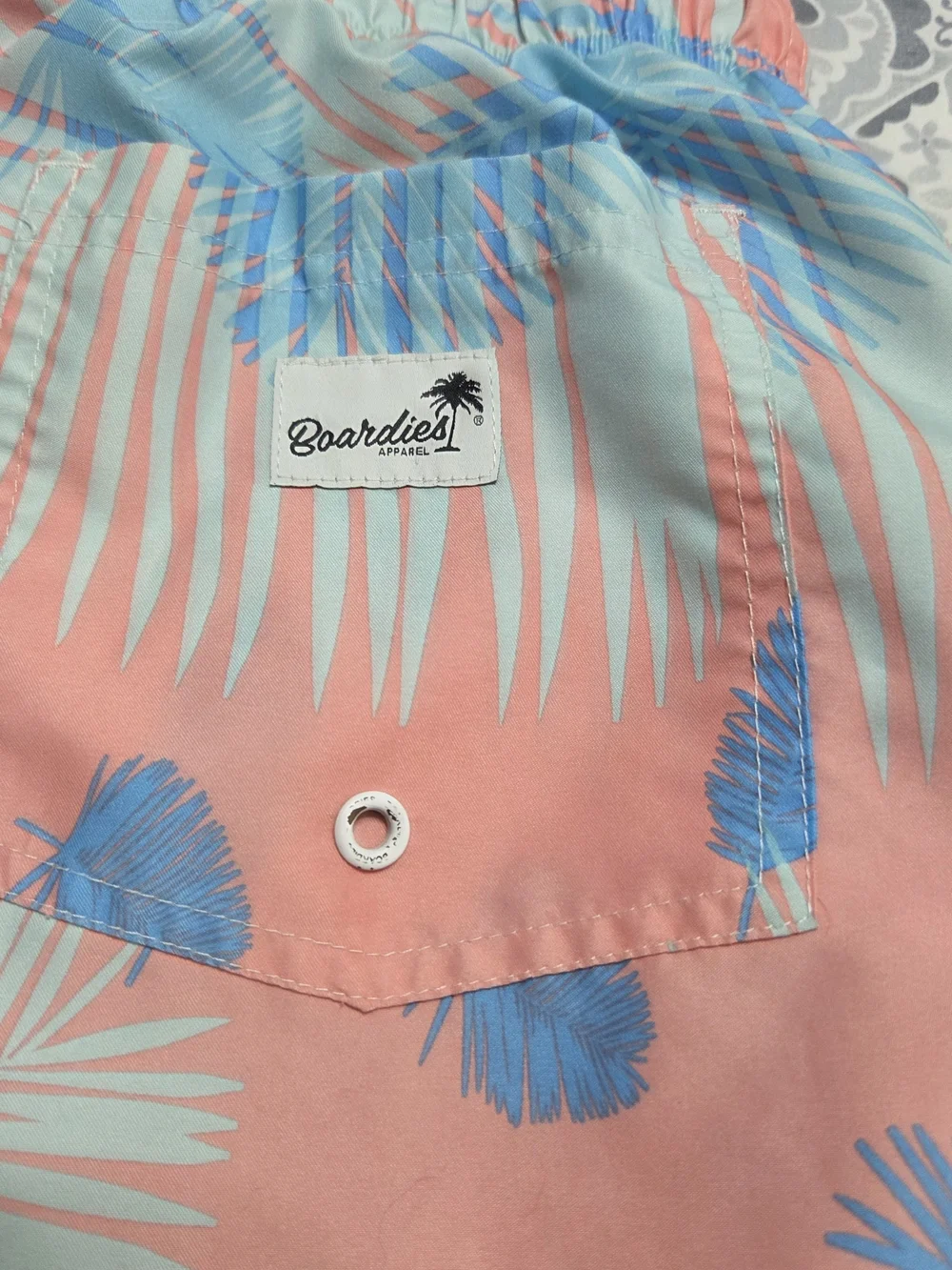 SurfCruz Coral Palm-Print Men’s Swim Board Shorts